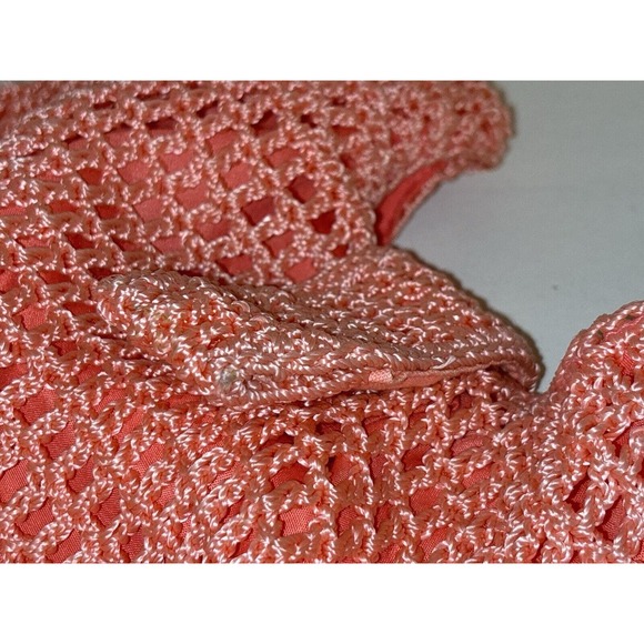 Peach Macramé BOHO Bag With Snap Flap Closure - Picture 11 of 13